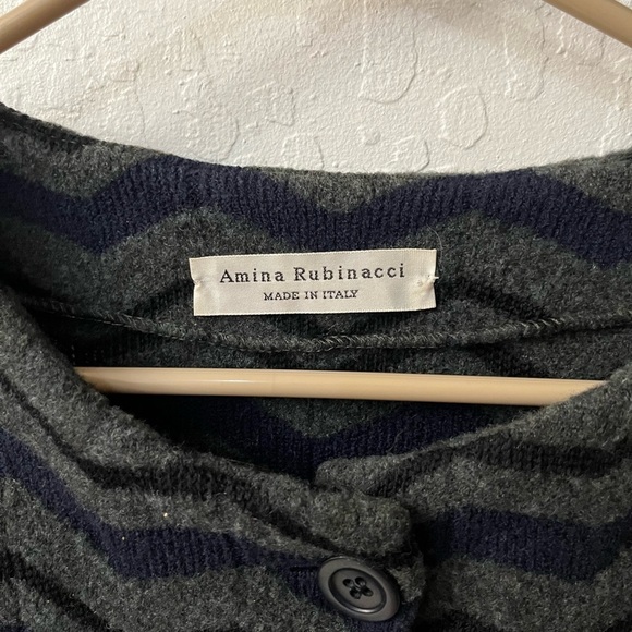 Amina Rubinacci Chevron Longline Button Fromt Cardigan Sweater - Picture 9 of 10